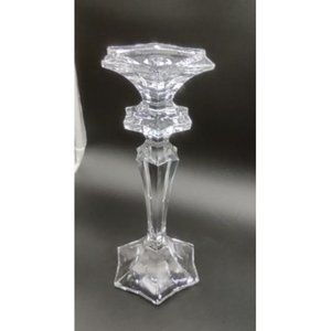Candle Holder Crystal 10 In Tall Fits 2.5 Inch Pillar or Taper Candle Chipped
